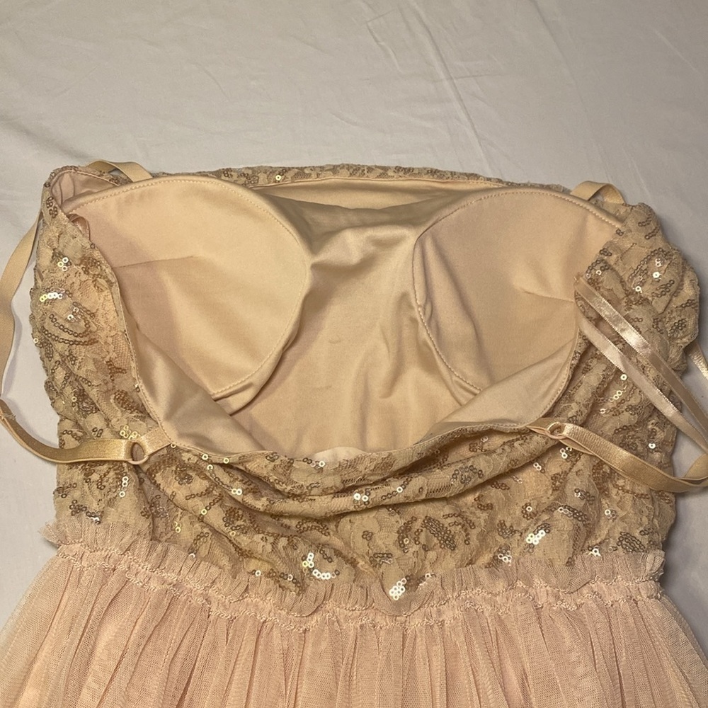 Chelsea & Violet Pink and Champagne Beige Tulle Party Mini Dress Size Large NWT - Picture 5 of 14